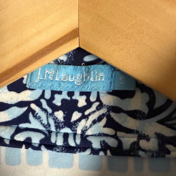 J. McLaughlin Navy Blue Printed Full Zip Mock Neck Scuba Billie Jacket Size S - Picture 8 of 8